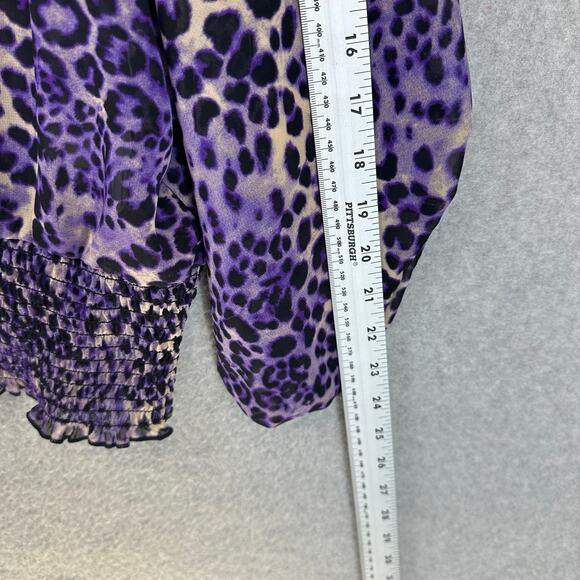 Kate & Mallory Designs Top Womens Size Small Purple Leopard Animal Print Sheer - Picture 12 of 12